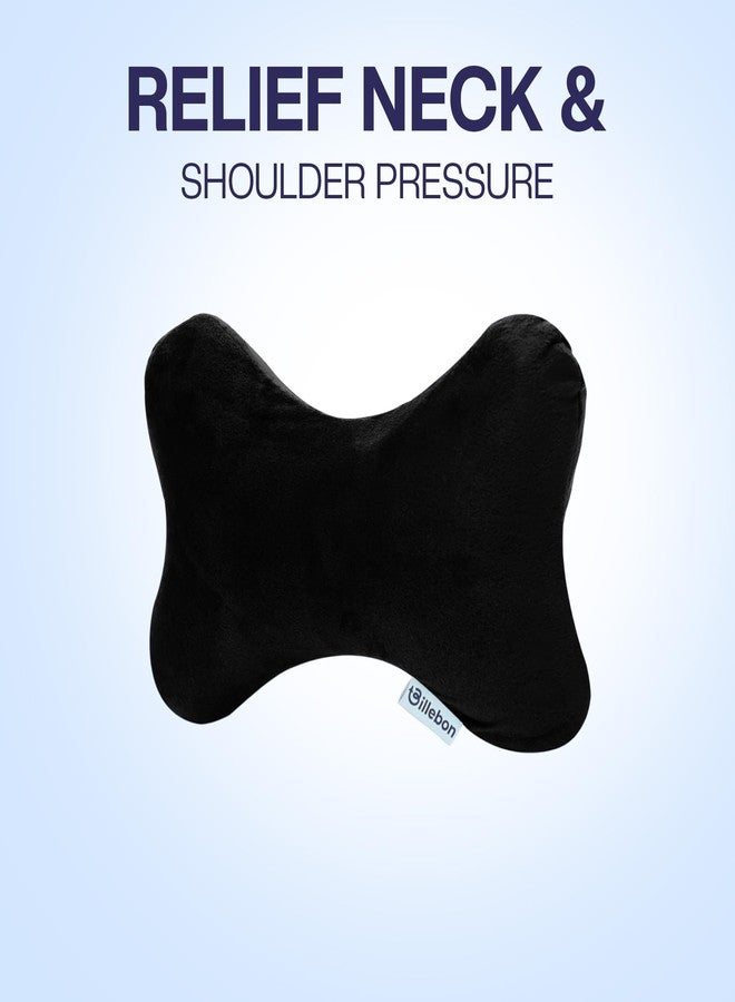Billebon Car Neck Rest Pillow | Memory Foam Neck Pillow for Car, Car Seat Head Rest Cushion for Neck & Cervical Support - Relieves Neck Pain (Black) - Image 2